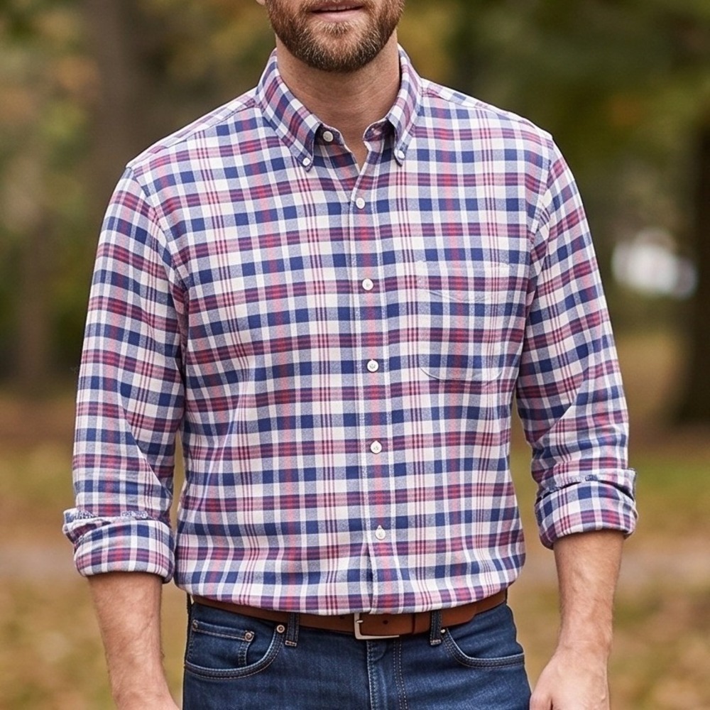 Brooks Brothers‎ Button Down Shirt Mens XXL Blue Red Plaid Regular Fit Preppy